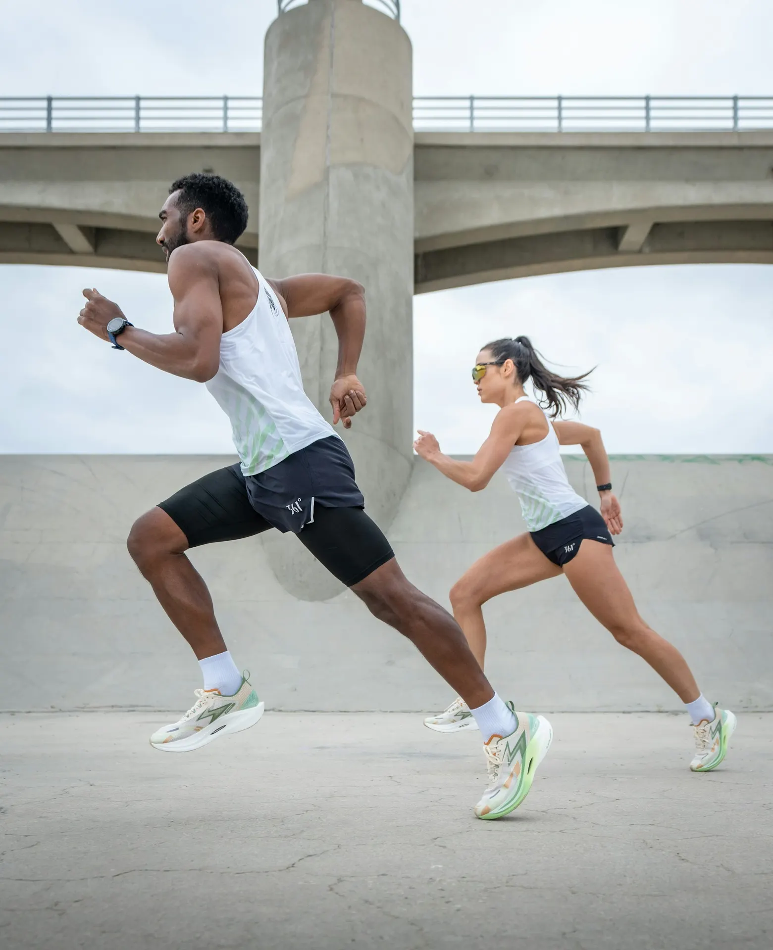 Two people walking or running while talking